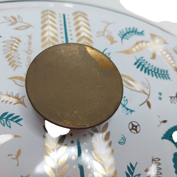 Georges Briard Birds of Paradise Covered Enamelware Oval Serving Dish Gold Trim - Picture 7 of 8